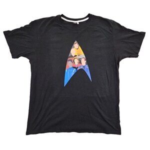 Star Trek Captains T-Shirt‎ Men's XXL Black 48" Chest TOS DS9 VOY ENT TNG DISCO